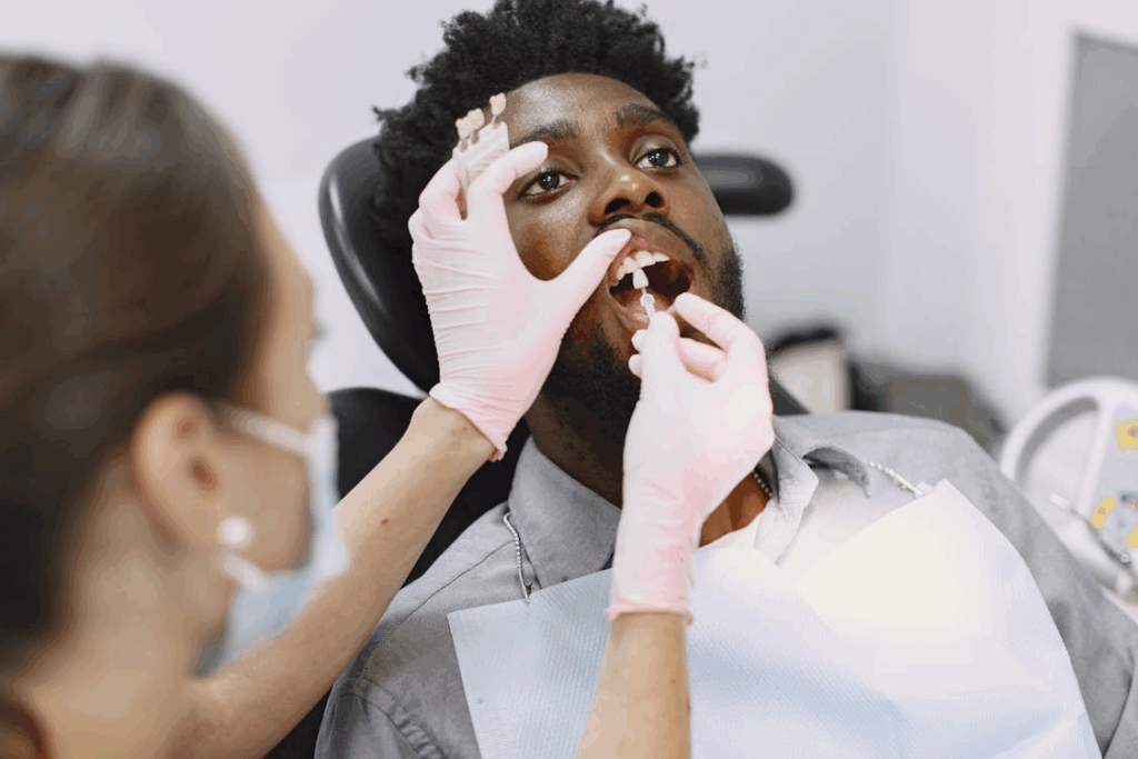 a man having a dental crown fitted